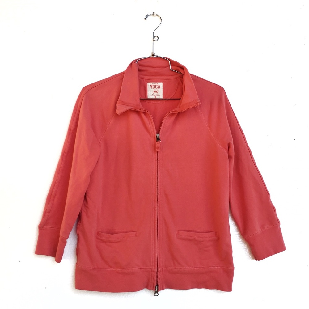 J CREW Yoga 3/4 Sleeve Zip Front Sweatshirt M